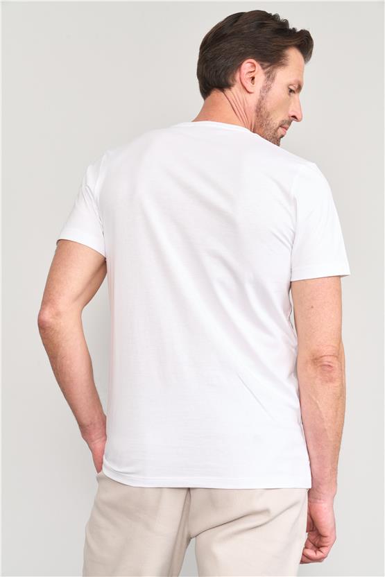 Mentality 4096 Erkek Bisiklet Yaka Baskılı Regular T-shirt Beyaz