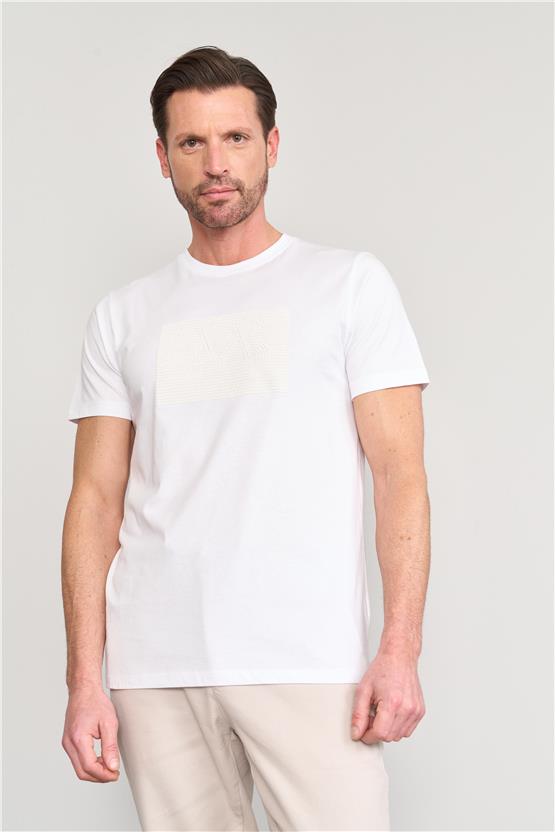 Mentality 4096 Erkek Bisiklet Yaka Baskılı Regular T-shirt Beyaz