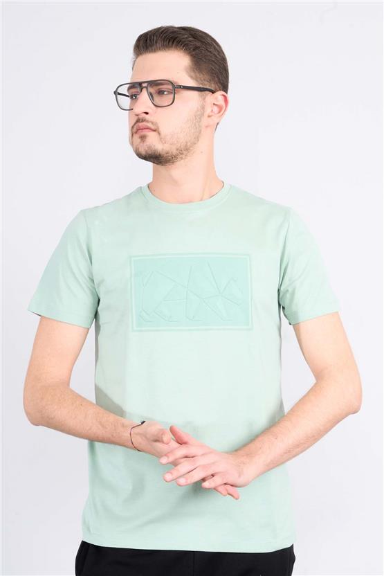 Mentality 4097 Erkek Bisiklet Yaka Baskılı Regular T-shirt Çağla