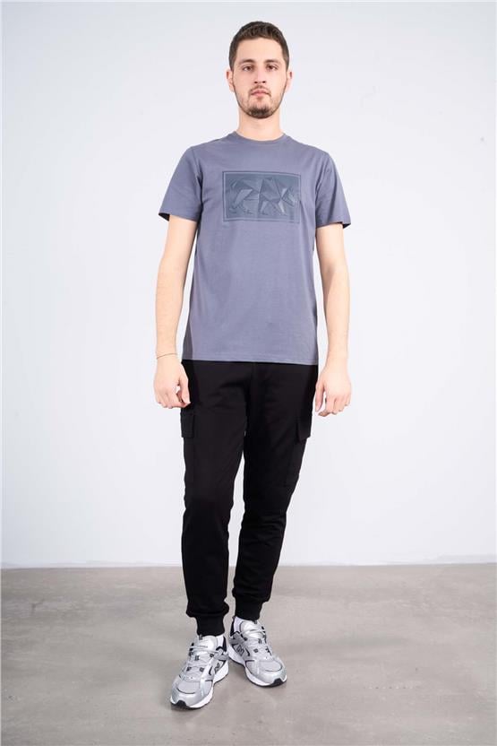 Mentality 4097 Erkek Bisiklet Yaka Baskılı Regular T-shirt Antrasit