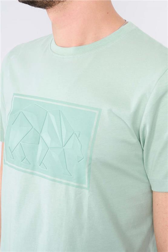 Mentality 4097 Erkek Bisiklet Yaka Baskılı Regular T-shirt Çağla