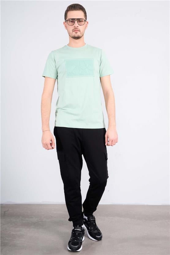 Mentality 4097 Erkek Bisiklet Yaka Baskılı Regular T-shirt Çağla