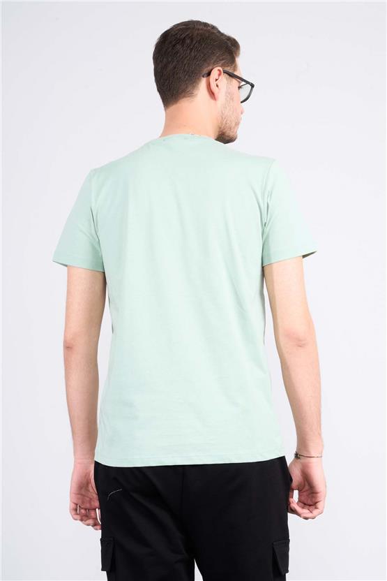 Mentality 4097 Erkek Bisiklet Yaka Baskılı Regular T-shirt Çağla