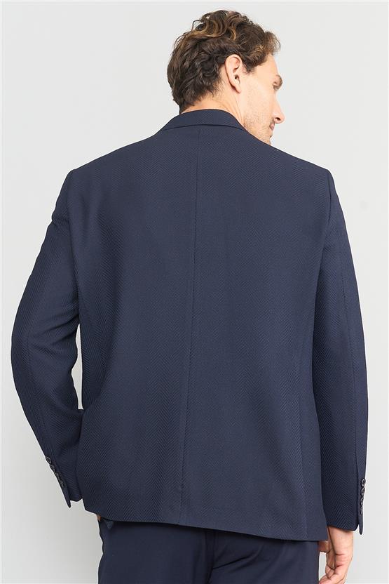 Mentality 4255 Erkek Sivri Yaka Slim Fit Kruvaze Ceket Lacivert