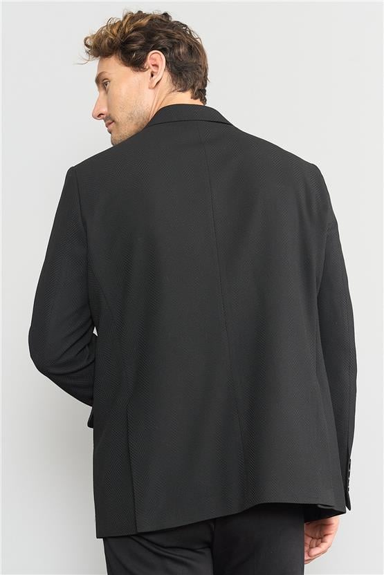 Mentality 4255 Erkek Sivri Yaka Slim Fit Kruvaze Ceket Siyah