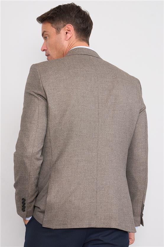 Mentality 4269 Erkek Slim Fit Yünter Ceket Bej