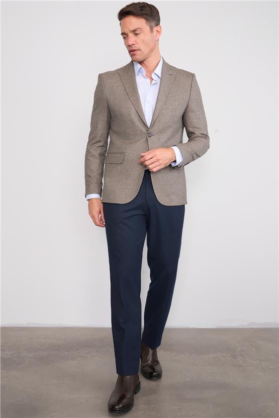 Mentality 4269 Erkek Slim Fit Yünter Ceket Bej