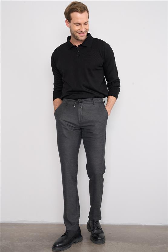 Mentality 6394 Erkek Slim Fit Yünter Yan Cep Jogger Pantolon Koyu Antrasit