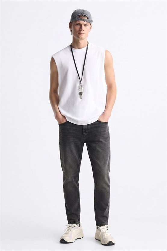 Mentality 6443 Erkek Proton Slim Fit Kot Pantolon Gri