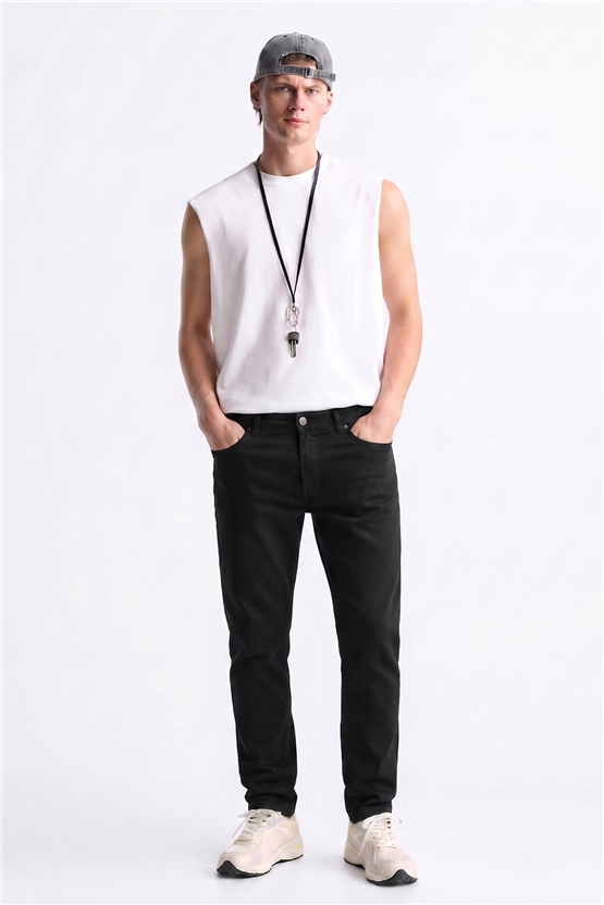 Mentality 6443 Erkek Proton Slim Fit Kot Pantolon Siyah