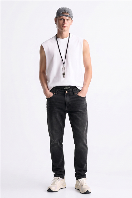 Mentality 6443 Erkek Proton Slim Fit Kot Pantolon Koyu Gri