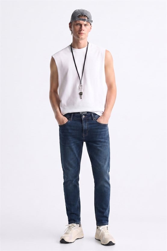 Mentality 6443 Erkek Proton Slim Fit Kot Pantolon Açık Lacivert