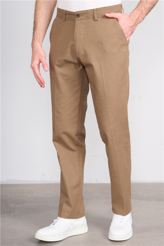 Mentality 6445 Erkek Bermuda Yan Cep Pantolon Koyu Bej