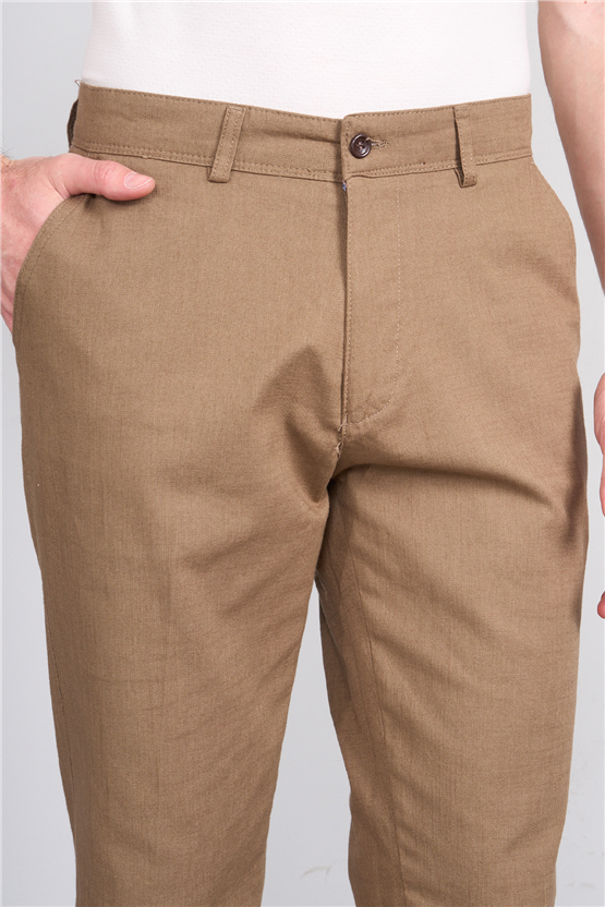 Mentality 6445 Erkek Bermuda Yan Cep Pantolon Koyu Bej