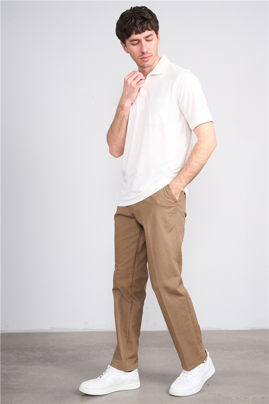 Mentality 6445 Erkek Bermuda Yan Cep Pantolon Koyu Bej