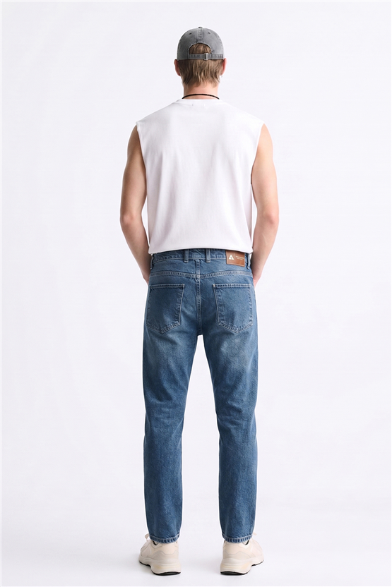 Mentality 6577 Erkek Baggy Relax Kot Pantolon Lacivert