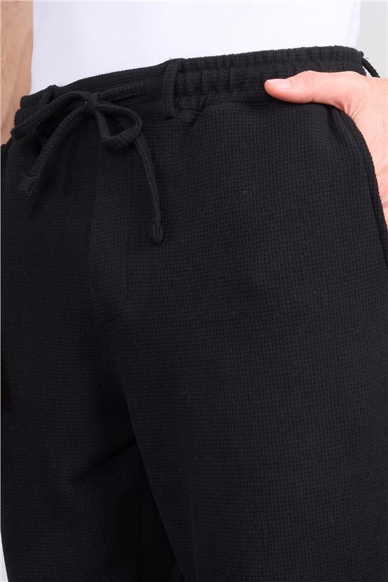 Mentality 6662 Erkek Regular Waffle Yan Cep Pantolon Siyah