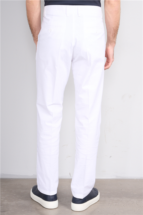 Mentality 6776 Erkek Yan Cep Pantolon Beyaz