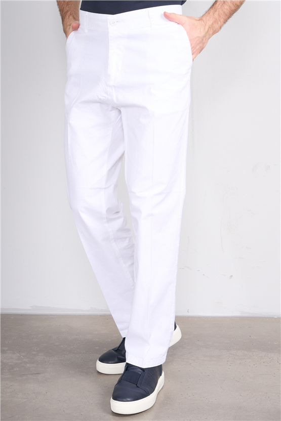Mentality 6776 Erkek Yan Cep Pantolon Beyaz