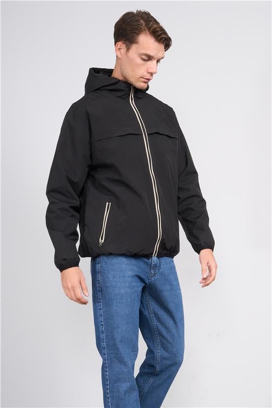 Mentality 7775 Erkek Kapüşonlu Vural Yağmurluk Siyah