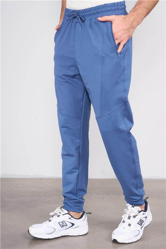 Mentality 788 Erkek 2 İplik Fermuarlı Cep Regular Eşofman Alt İndigo