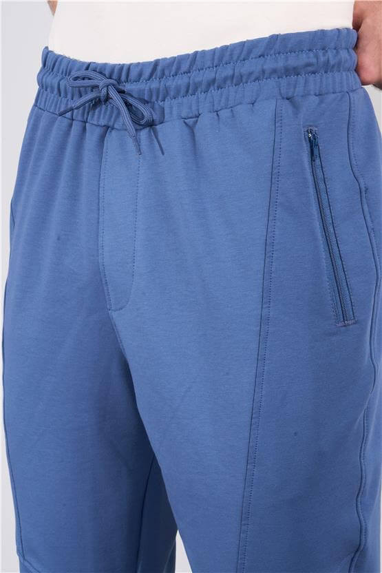 Mentality 788 Erkek 2 İplik Fermuarlı Cep Regular Eşofman Alt İndigo