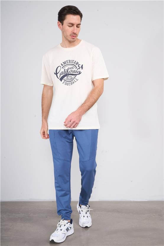 Mentality 788 Erkek 2 İplik Fermuarlı Cep Regular Eşofman Alt İndigo