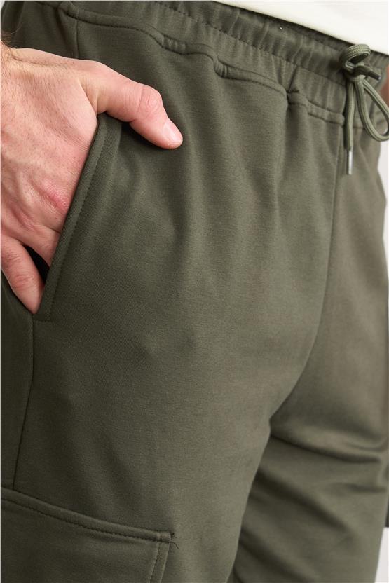 Mentality 790 Erkek 2 İplik Kargo Cep Regular Eşofman Alt Haki