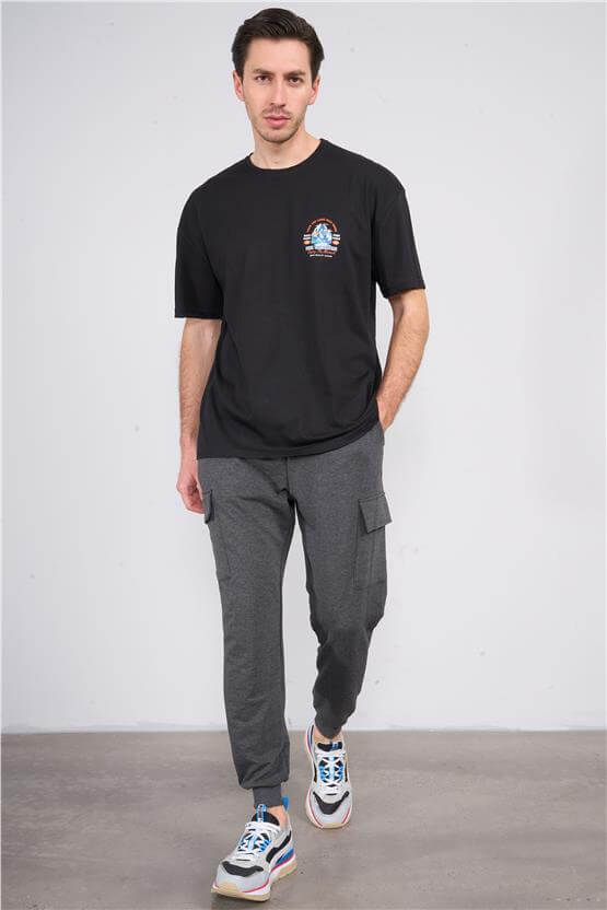 Mentality 790 Erkek 2 İplik Kargo Cep Regular Eşofman Alt Antrasitmelanj
