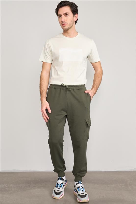 Mentality 790 Erkek 2 İplik Kargo Cep Regular Eşofman Alt Haki