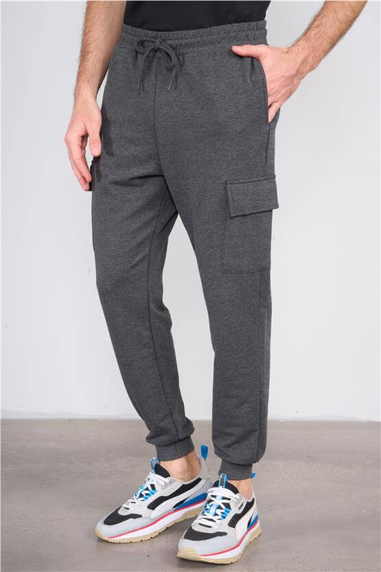 Mentality 790 Erkek 2 İplik Kargo Cep Regular Eşofman Alt Antrasitmelanj