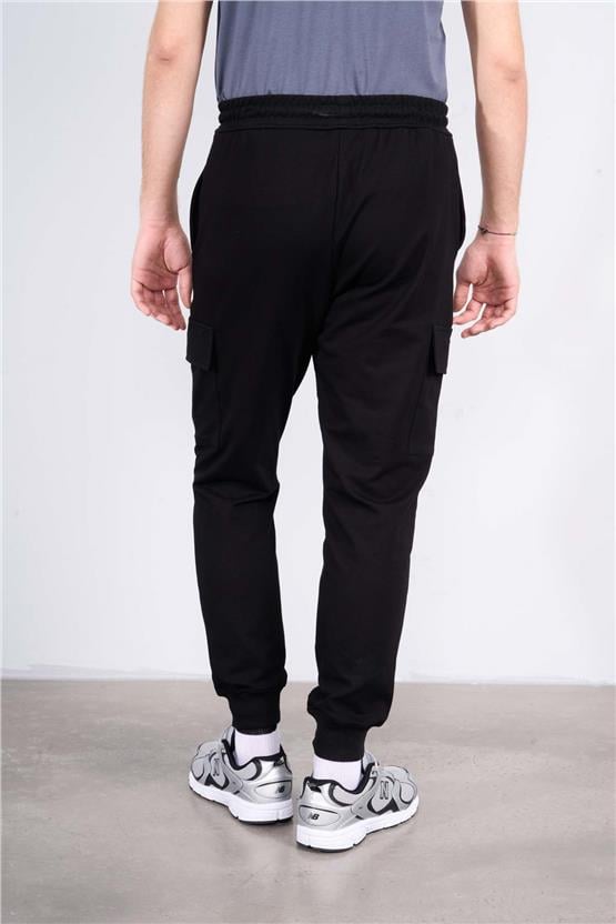 Mentality 790 Erkek 2 İplik Kargo Cep Regular Eşofman Alt Siyah