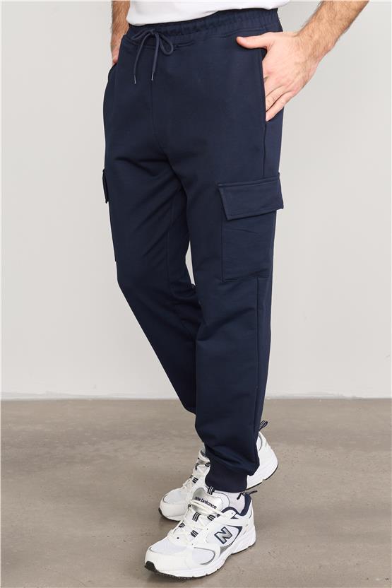 Mentality 790 Erkek 2 İplik Kargo Cep Regular Eşofman Alt Lacivert