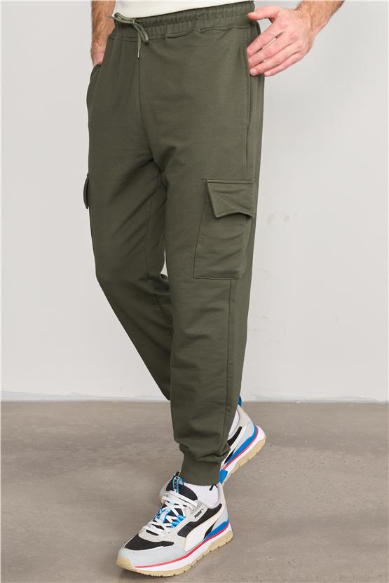 Mentality 790 Erkek 2 İplik Kargo Cep Regular Eşofman Alt Haki