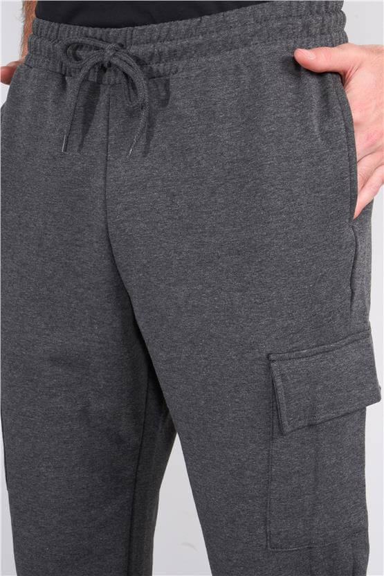 Mentality 790 Erkek 2 İplik Kargo Cep Regular Eşofman Alt Antrasitmelanj