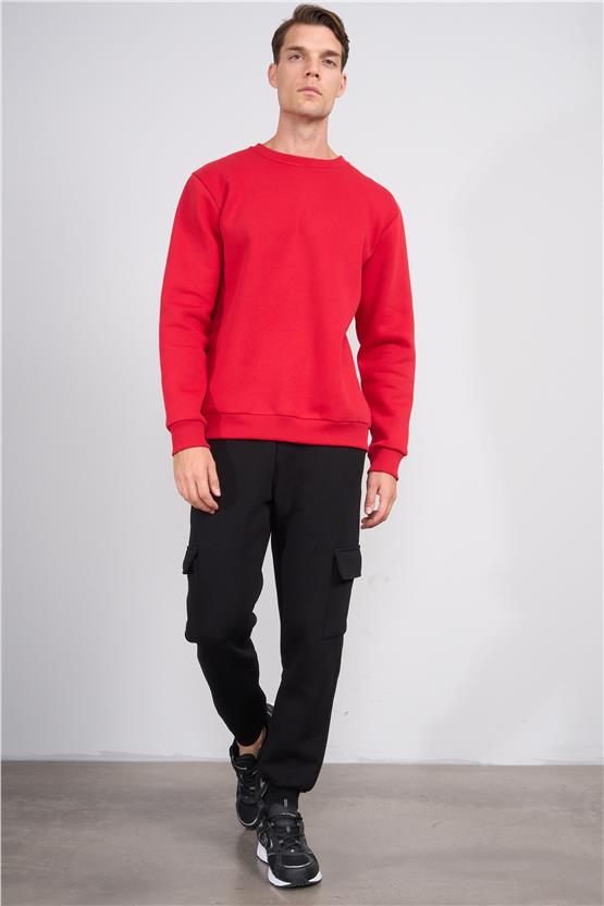 Mentality 823 Erkek 3 İplik Kargo Cep Eşofman Alt Siyah