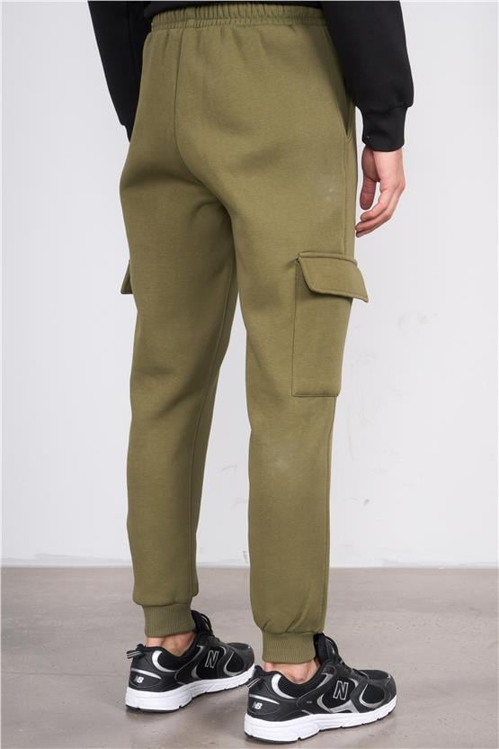 Mentality 823 Erkek 3 İplik Kargo Cep Eşofman Alt Haki