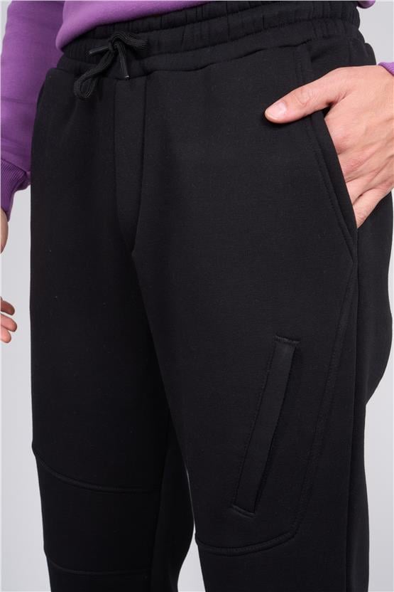 Mentality 842 Erkek 3 İplik Manşet Paça Eşofman Alt Siyah