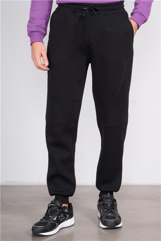 Mentality 842 Erkek 3 İplik Manşet Paça Eşofman Alt Siyah