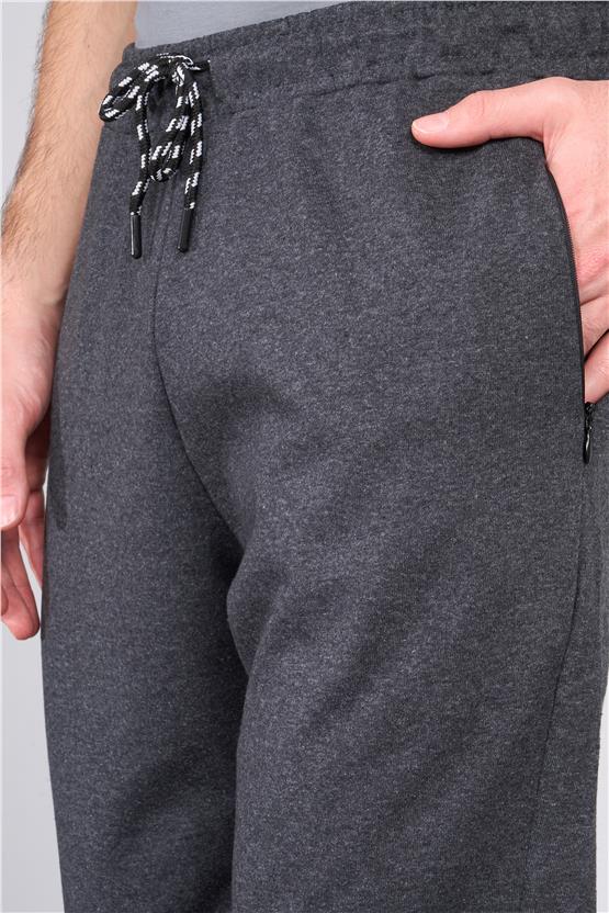 Mentality 864 Erkek Fermuarlı Cepli Rejenere Eşofman Alt Antrasitmelanj