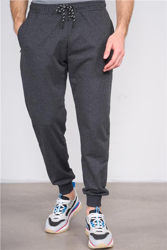 Mentality 864 Erkek Fermuarlı Cepli Rejenere Eşofman Alt Antrasitmelanj