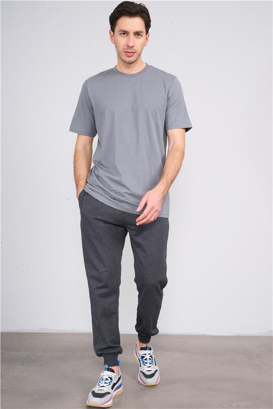 Mentality 864 Erkek Fermuarlı Cepli Rejenere Eşofman Alt Antrasitmelanj