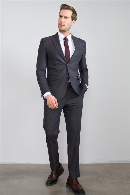 Mentality 9091 Erkek Yünter 6 Drop Slimfit Takım Elbise Lacivert