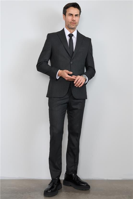 Mentality 9094 Erkek Yünter 6 Drop Slimfit Takım Elbise Siyah