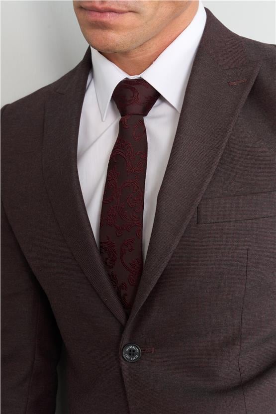 Mentality 9094 Erkek Yünter 6 Drop Slimfit Takım Elbise Bordo