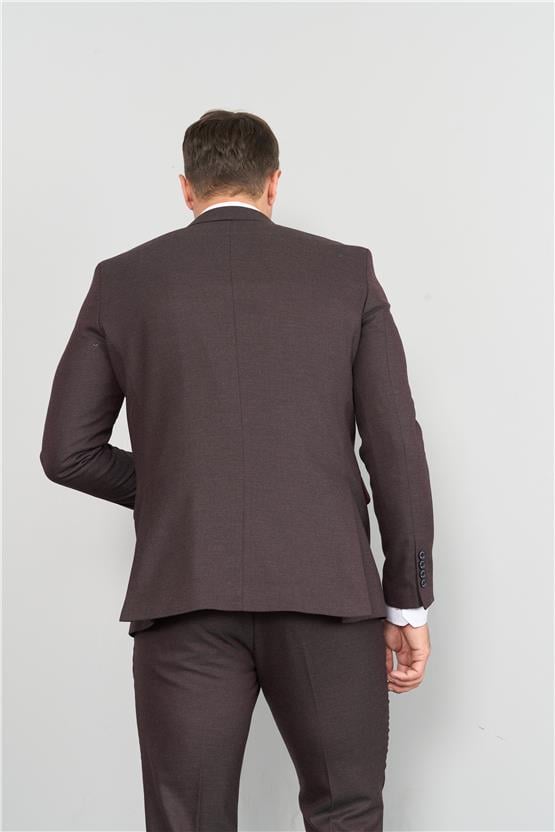 Mentality 9094 Erkek Yünter 6 Drop Slimfit Takım Elbise Bordo