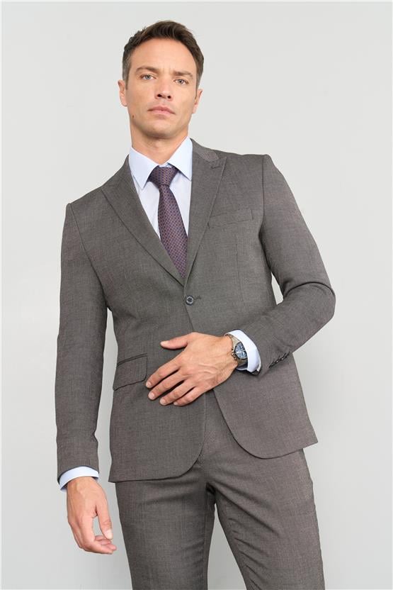 Mentality 9094 Erkek Yünter 6 Drop Slimfit Takım Elbise Kahve