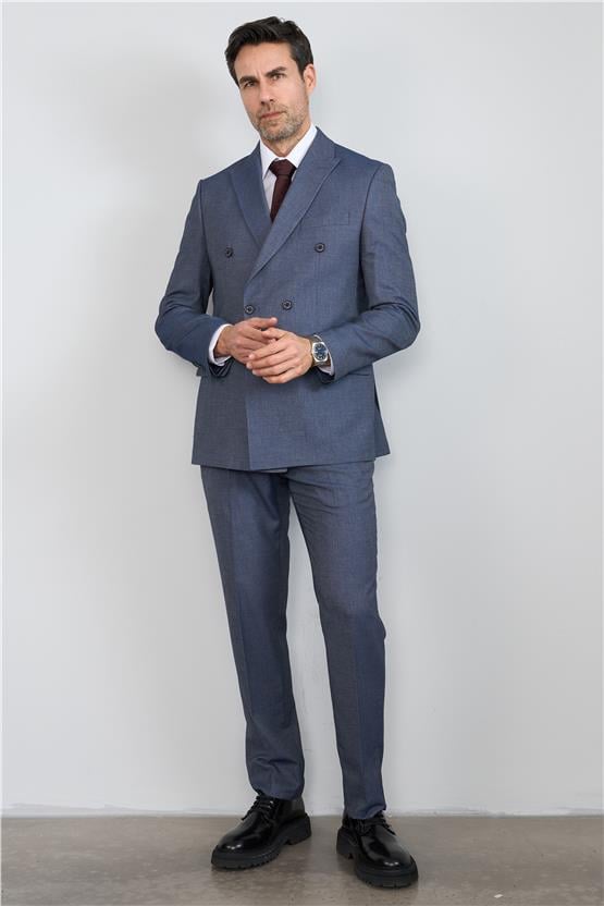 Mentality 9102 Erkek Cube Kruvaze Takım Elbise Lacivertmelanj