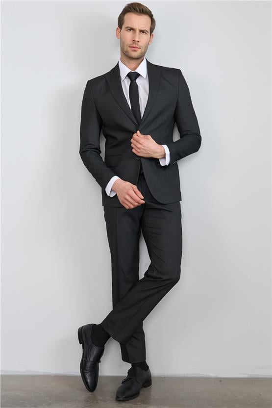 Mentality 9109 Erkek Slim Fit Takım Elbise Siyah