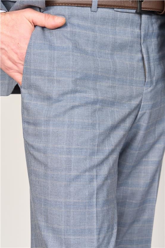 Mentality 9119 Erkek Mono Yaka Slim Fit Takım Elbise Mavi